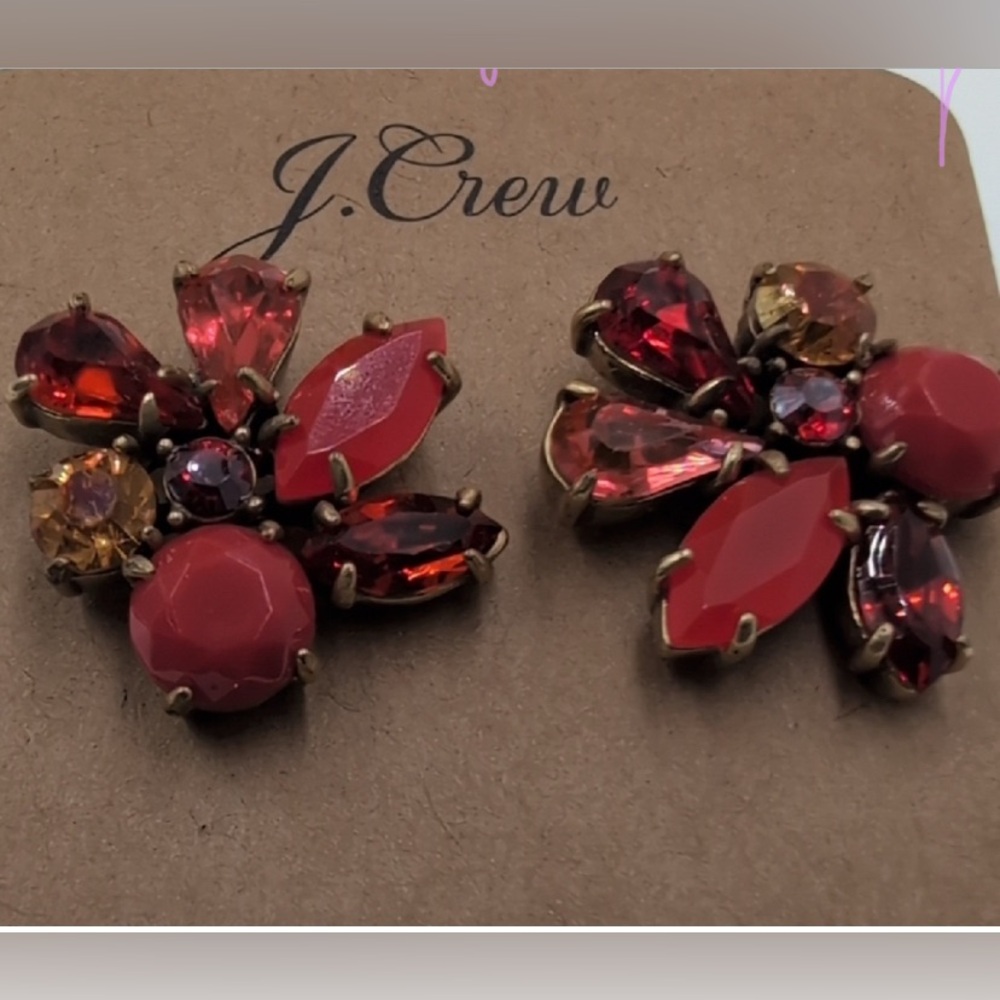 J. Crew Red Crystal Earrings